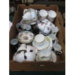 PARCEL OF FLORAL DECORATED CERAMIC PART TEA SETS INCLUDING COLCLOUGH AND ROYAL VASE, ETC.