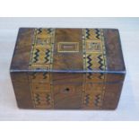 MARQUETRY INLAID WALNUT TWO SECTION TEA CADDY