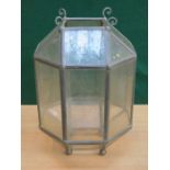 ANTIQUE OCTAGONAL LEADED GLASS PORCH LANTERN