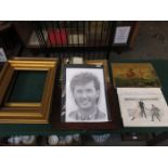 SIGNED PENCIL DRAWING OF DANIEL O'DONNELL BY JOHNATHAN WOOD, ALSO THREE ORIGINAL ADVERTISING PRINTS,