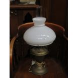 BRASS TABLE LAMP WITH GLASS SHADE