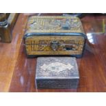 MINIATURE CAMPHOR CHEST AND ANOTHER TREEN STORAGE BOX