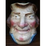 SARREGUEMINES GLAZED CERAMIC CHARACTER JUG DEPICTING JOHN BULL,