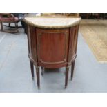 FRENCH STYLE MARBLE TOPPED HALF MOON SIDE CABINET