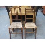 TWO RUSH SEATED HIGH BACK CHAIRS