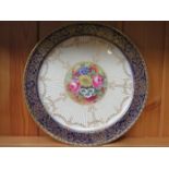 ROYAL WORCESTER HANDPAINTED, GILDED AND FLORAL DECORATED CABINET PLATE, SIGNED,
