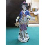 CONTINENTAL HANDPAINTED AND GILDED CERAMIC FIGURE OF A GENT, STAMPED WITH GOLD ANCHOR MARK,