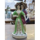 EARLY 19th CENTURY STAFFORDSHIRE HANDPAINTED FIGURE GROUP DEPICTING TWO ACTORS,