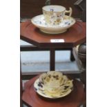 DAVENPORT HANDPAINTED AND GILDED COFFEE CUP AND SAUCER PLUS ROCKINGHAM HANDPAINTED AND GILDED