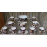 NEWHALL POTTERY APPROXIMATELY SIXTEEN PIECES OF HANDPAINTED AND GILDED TOBACCO LEAF IMARI PATTERN