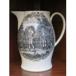 EARLY LIVERPOOL CREAMWARE JUG DEPICTING HUNTSMAN,