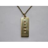 9ct GOLD INGOT ON 9ct GOLD CHAIN