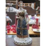 ANTIQUE HANDPAINTED GLAZED CERAMIC ROYALTY FIGURE,