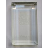 RECTANGULAR ENGRAVED GLASS DESK PAPERWEIGHT,