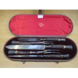 CASE SILVER BANDED CARVING SET BY JOSEPH RODGERS