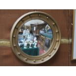 CIRCULAR GILDED CONVEX WALL MIRROR