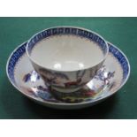 EARLY HANDPAINTED LIVERPOOL POTTERY TEA BOWL AND SAUCER,