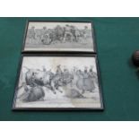 TWO EARLY MONOCHROME PRINTS DEPICTING SPANISH BULL FIGHTING SCENES