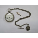 HALLMARKED SILVER POCKET WATCH WITH ALBERT CHAIN AND FOB