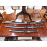 SET OF THREE MODERN CHINESE DECORATIVE DISPLAY SAMURAI STYLE SWORDS