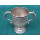 HALLMARKED SILVER TWO HANDLED TROPHY BY ELKINGTON,