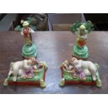 TWO PAIRS OF HANDPAINTED STAFFORDSHIRE FIGURES