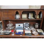 PARCEL OF VARIOUS PLATEDWARE INCLUDING WINE COASTERS, ETC,