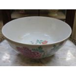 ORIENTAL HANDPAINTED CERAMIC BOWL WITH FLORAL DECORATION AND MYTHICAL BIRDS,