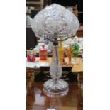 LARGE GLASS MUSHROOM LAMP WITH SHADE,