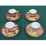 FOUR VARIOUS ROYAL CROWN DERBY COFFEE CUPS AND SAUCERS