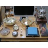 MIXED LOT OF SILVER PLATEDWARE,