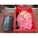 BOX CONTAINING VARIOUS CLOTHING PLUS WASTE BIN