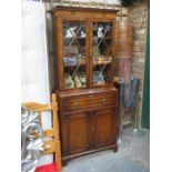 REPRODUCTION TWO DOOR GLAZED SECRETAIRE BOOKCASE