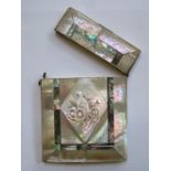 DECORATIVE VICTORIAN MOTHER OF PEARL CARD CASE WITH HINGED COVER (AT FAULT)