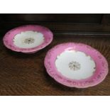 PAIR OF VICTORIAN GILDED STEMMED DESSERT PLATES