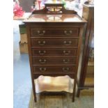 EDWARDIAN MAHOGANY INLAID FIVE DRAWER MUSIC CABINET