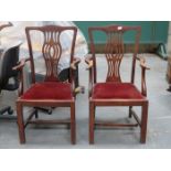 PAIR OF MAHOGANY ARMCHAIRS (AT FAULT)