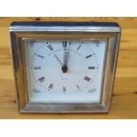 HALLMARKED SILVER MOUNTED SMALL MANTEL CLOCK