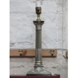 SILVER PLATED COLUMN FORM TABLE LAMP,