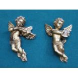 PAIR OF GILDED WALL MOUNTING CHERUBS