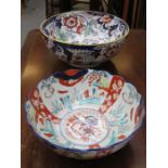 TWO ORIENTAL STYLE CERAMIC BOWLS (ONE AT FAULT)