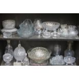 TWO SHELVES OF VARIOUS MIXED GLASSWARE