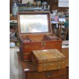 INLAID WRITING SLOPE AND BRASS BOUND ARTIST'S BOX