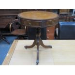 REPRODUCTION MAHOGANY LEATHER TOPPED DRUM TABLE