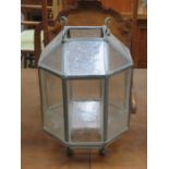 ANTIQUE OCTAGONAL LEADED GLASS PORCH LANTERN