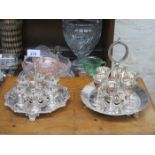 TWO SILVER PLATED EGG CUP SET