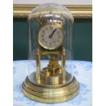 GUSTAV BECKER BRASS COLOURED MANTEL CLOCK UNDER GLASS DOME