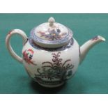 EARLY HANDPAINTED AND GILDED TEAPOT, DECORATED IN BLUE,
