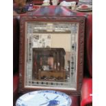 WOODEN FRAMED DECORATIVE WALL MIRROR,