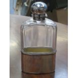 HALLMARKED SILVER AND GLASS HIP FLASK, LONDON ASSAY,